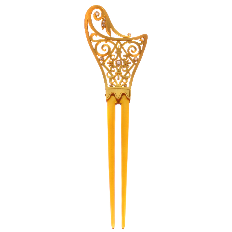 Art Nouveau's Artistic Allure: A Horn and Diamond Hair Comb